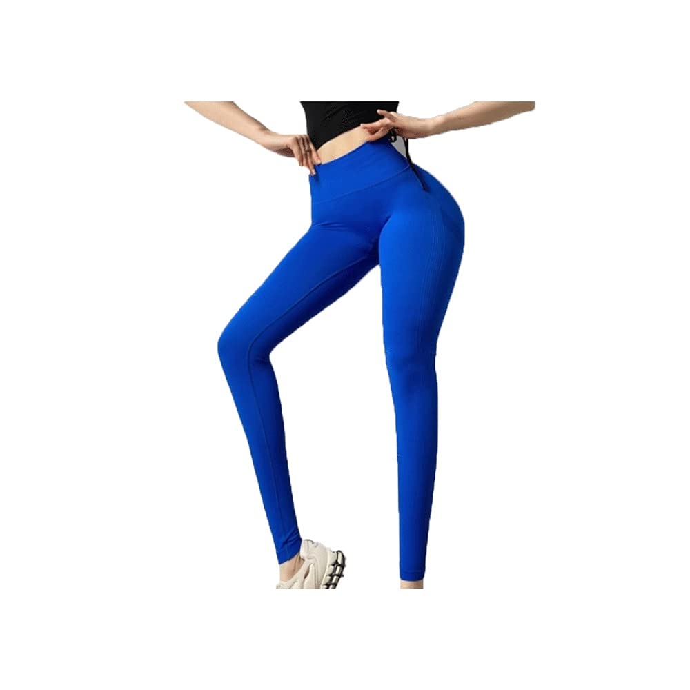 Yogahose Hohe Taille Nahtlose Leggings Push Up Leggins Sport Frauen Fitness Laufen Yogahose Energie Elastische Hose Gym Mädchen Strumpfhosen (Farbe: Lila, Größe: L) (Blau L)