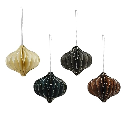 Ginger Ray 3D Paper Honeycomb Hanging Christmas Tree Decorations 4 Pack, Winter - Image 3