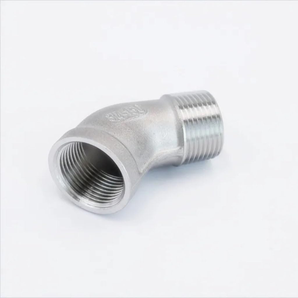 accesorios de conexión de tubería, 1/4 "3/8" 1/2 "3/4" 1 "1-1/4" 1-1/2 "2" BSP hembra a macho conector acodado de 45 grados acoplador conector de tubería de acero inoxidable 304,(0.75 Inch)
