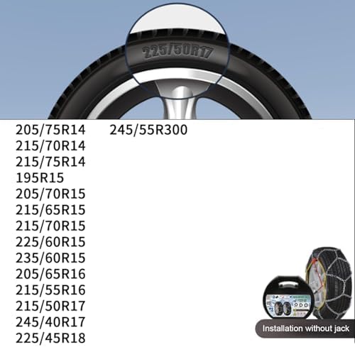 Heavy-Duty Snow Chains for Cars, SUVs & Pickup Trucks - Anti-Skid Tire Traction Chains Set of 2 for 215/50R17 Tires - Emergency Winter Safety Accessories