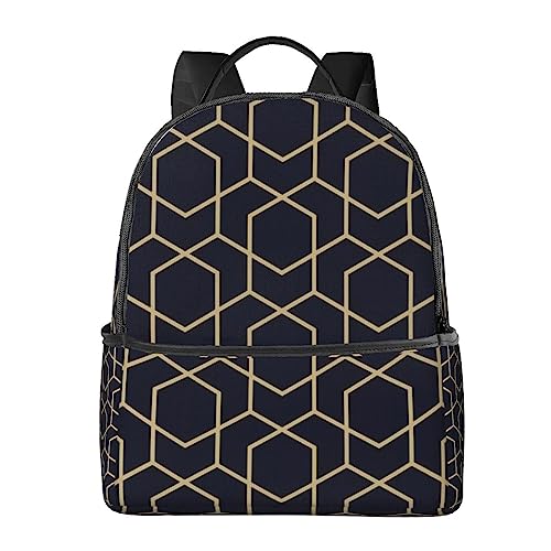Sac à dos de voyage imprimé lignes géométriques noir polyvalent BAFAFA