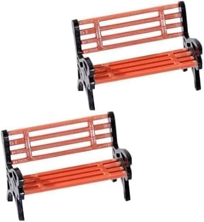 2 Pcs Miniature Park Bench Set, Mini Park Street Seats Bench Chairs Kit Dollhouse Furniture DIY Accessories for Fairy Garden Decor, Dollhouse Décor