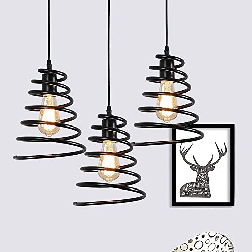 Luces colgantes retro E27 creativas de estilo industrial negro 6