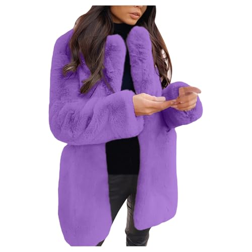 Manteau d'hiver fausse fourrure haut de gamme avec col rabattable chic