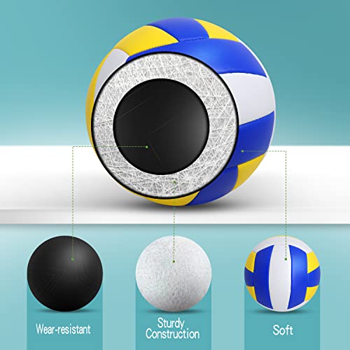 Zantrech 6 Pack Official Size 5 Volleyball Balls Inflatable With Pump For Womens, Mens, Girls, Ages 8-14, Youth, Teen And Adult, For Outdoor, Indoor, Beach, Pool, Water And Sand, Soft Volleyball #TOP2