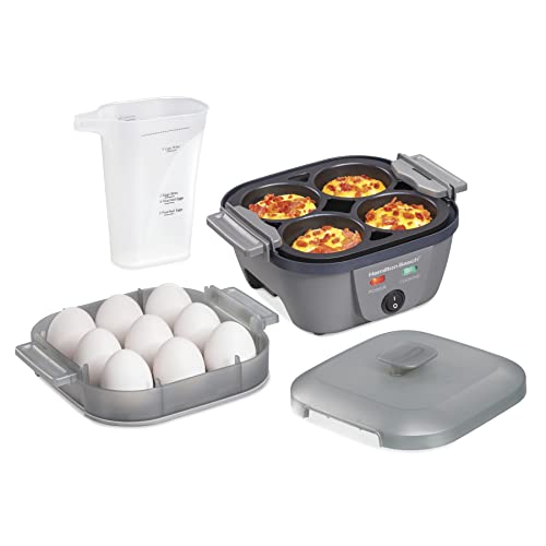 Comparison: Best Electric Egg Poacher 6 Hamilton Beach 6-in-1 Electric Egg Cooker for Hard Boiled Eggs, Sous Vide Style Egg Bite Maker and Poacher, 5.25” Non-Stick Skillet for Omelets, Scrambling & Frying, Grey (25510)