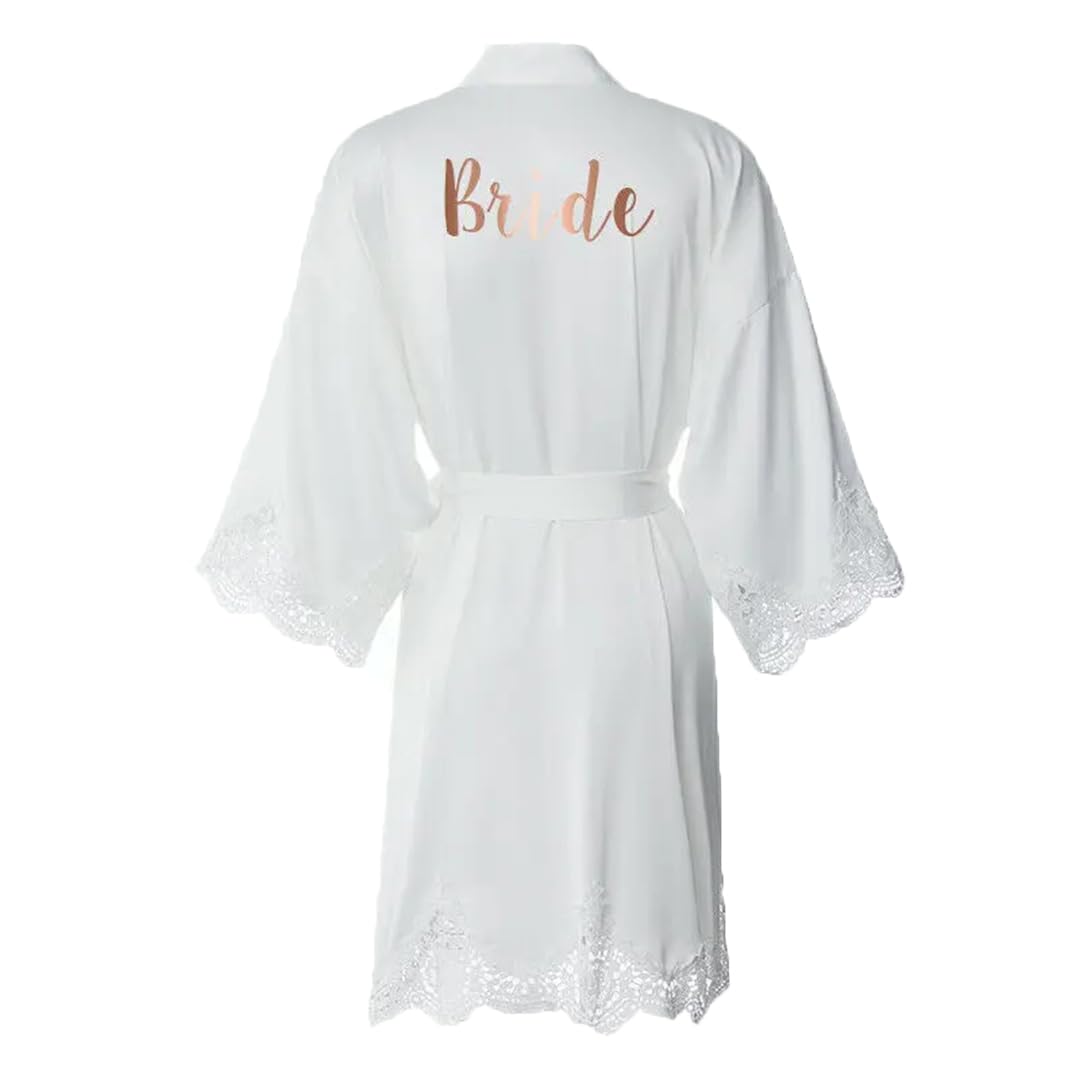 Yeuyyben Raso di Seta Pizzo Robe Per Le Donne Personalizzato Abito Da Sposa Accappatoio Sposa Damigella D'onore Kimono Robe Borgogna