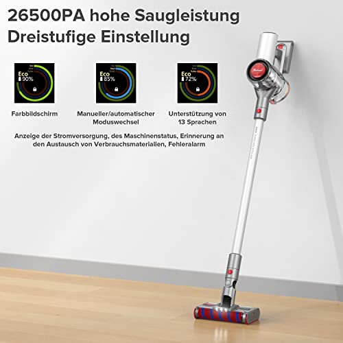 Redroad V17 Akku Staubsauger, 26500Pa Starke Saugleistung bis zu 60 Min Laufzeit, 450W Kabelloser Staubsauger mit Smart Screen, 360° LED Elektrobürste, Abnehmbarem Akku, für Tierhaare – Bild 6