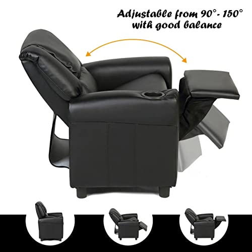 Toddler Recliner, Kids Recliner Chair With Cup Holder, Toddler Furniture Children Armrest Sofa W/Headrest & Footrest For Girls Boys Baby Bedroom, Kids Room, Pu Leather Kids Recliner Couch (Brown) #TOP5