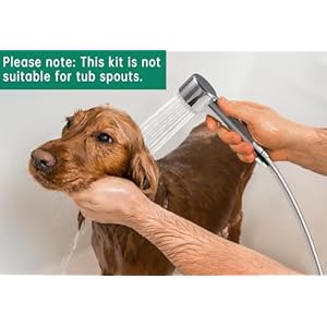 3 Mode Dog Shower Attachment, High Pressure Handheld Sprayer with ON/OFF Switch, G1/2" Metal Shower Diverter, 100 Inches Stainless Steel Hose, No Drill Hook, for Indoor Pet Bathing and Washing 3 Mode Dog Shower Attachment High Pressure Handheld Sprayer with ONOFF Switch G12 Metal Shower Diverter 100 Inches Stainless Steel Hose No Drill Hook for Indoor Pet Bathing and Washing