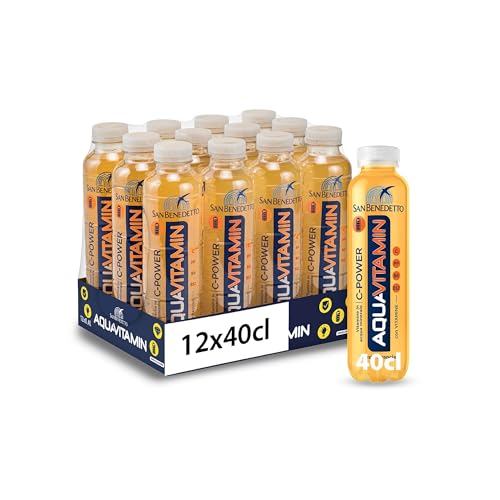 San Benedetto Aquavitamin C-POWER Gusto Arancia, Bevanda con alto contenuto di Vitamina C, Vitamine in Acqua Minerale, 12x400ml