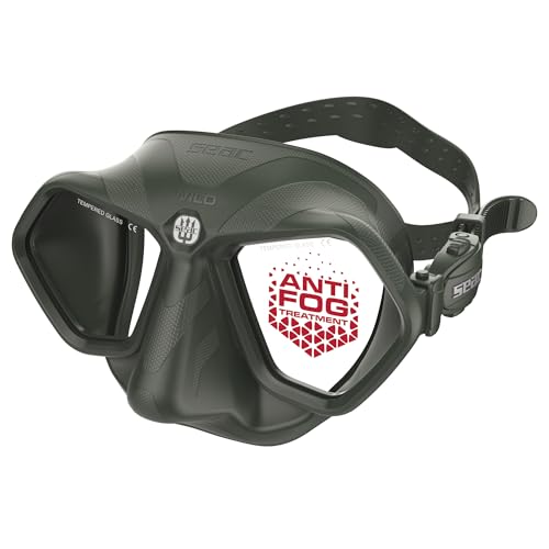 SEAC Wild – Maschera Subacquea Low Volume in Silicone | Maschera per Apnea e Pesca Subacquea Antifog Doppia Lente con Fibbia 3D e Visione Periferica