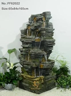 66 Inch Long Cliff Rock Stonefalls Water Fountain for Indoor Outdoor Garden Home Decor Patio with LED Lights Water Pump