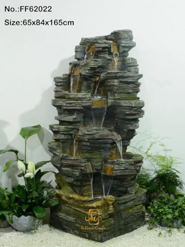 66 Inch Long Cliff Rock Stonefalls Water Fountain for Indoor Outdoor Garden Home Decor Patio with LED Lights Water Pump