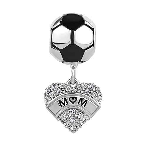FGT Mum Football Charm Compatible with Pandora Moments Bracelets Sports Mom Love Soccer Game Daughter Birthday Christmas