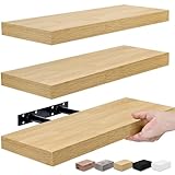 Sorbus Floating Shelves - Wall Mounted for Kitchen, Bedroom, Bathroom Storage Over Toilet, Hanging Book Shelf for Wall Home Decor Living Room (Maple Wood, 3 Pack)