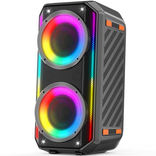 TAMPROAD Bluetooth Speaker, 300W Peak Power Wireless Boombox Speakers with Deep Bass, Portable Loud Stereo Sound Large Subwoofer with Led Light Show for Party Outdoor Camping
