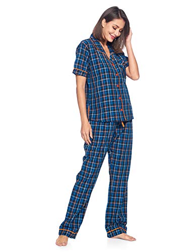 Ashford & Brooks Women's Woven Pajama Set Plaid Two-piece Pj Sets Sleepwear Loungewear Button-Down Pj Sets2