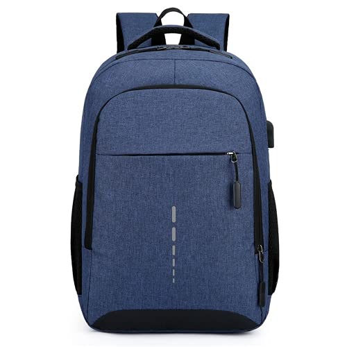 Mochila casual azul para hombre con puerto USB de viaje