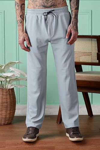 Image of SWADESI STUFF Men Mid-Rise Straight Fit Track Pants for Men | Stretchable Gym Wear Joggers | Casual Sports Track Pant with Pockets & Drawstring