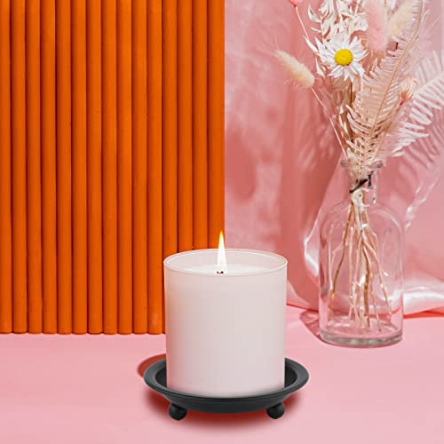 Plate Candle Holder, 2Pcs 7.5Cm / 3Inch In Inner Diameter Matte Black Iron Round Candlestick Stand For Pillar Candles Decorative For Table Centerpiece Decor, Incense Cones, Spa, Weddings #TOP4