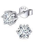 ChicSilver April Birthstone Earrings for Women White Diamond Studs 925 Sterling Silver Cubic Zirconia Stud Earrings for Sensitive Ears