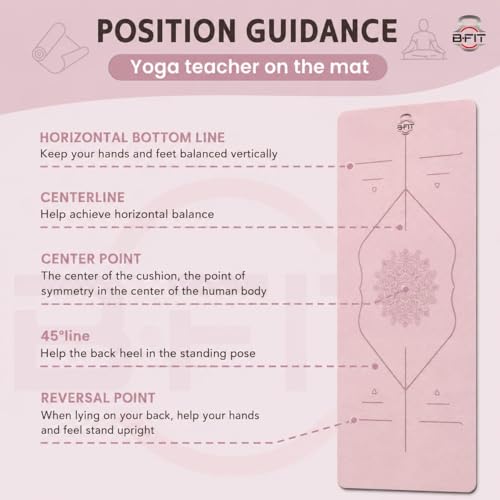Image of B Fit Extra Wide 36x72 Inchs 9 MM Thick Original TPE Yoga Mat - Free Yoga Bag and Strap Included - With Alignment System, Non-slip, Eco-friendly, sweat-resistant (Peach-Tan)