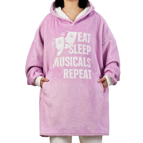 Image of Theater /Broadway Musicals Gifts for Women, Girls, Wearable Blanket Hoodie, Oversized Flannel Hooded Blanket, Plush, Cozy, Warm, One Size