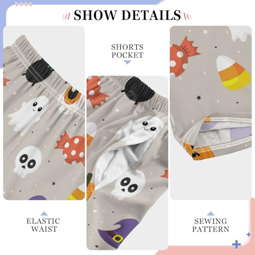 ZZXXB Halloween Witch Skull Boys Long Pants Soft Trousers Elastic Waist Kids Lounge Bottoms with Pockets S-XL4