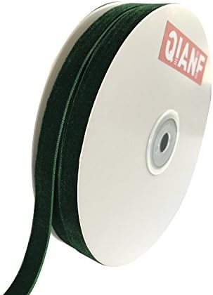 QIANF Vintage Green Velvet Ribbon, 3/8 Inch X 25Yd
