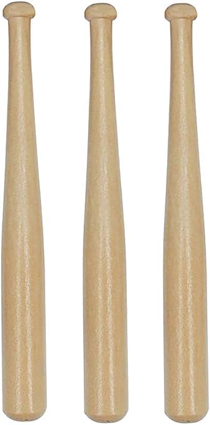 3 Pcs Wood 150mm Mini Baseball Bats Unfinished Small Wooden Bats Wood Baseball Bats Baseball Softball Stand Display with Wooden Ring for Painting DIY Craft Baseball Sports