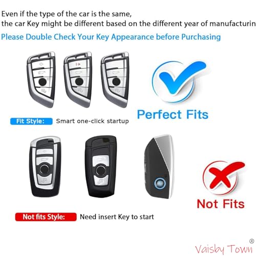 Image of Car Key Fob Shell Cover Compatible with BMW | for 2 3 5 6 7 8 Series X1 X2 X3 X4 X5 X6 X7 Z4,Metal Case Protection with Premium Leather(Black)