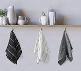 Emma Barclay Utopia 3 Pack Waffle Kitchen Tea Towel Set (45x65cm) (Black) - Image 2