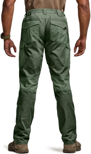 Image of CQR Men's Flex Ripstop Tactical Pants, Water Resistant Stretch Cargo Pants, Lightweight EDC Hiking Work Pants