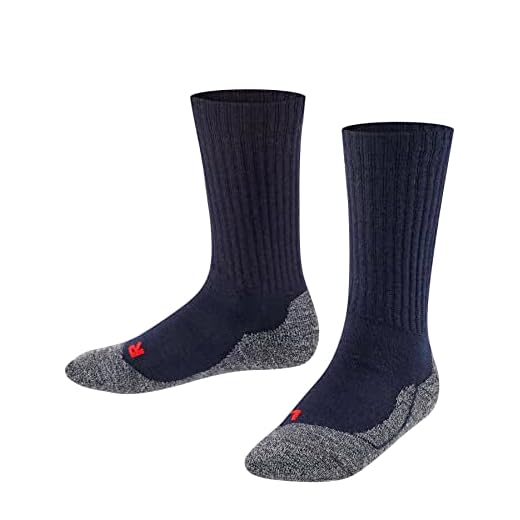 FALKE Unisex barn aktiva varma strumpor merinoull svart grå marinblå fler färger tjocka varma vadstrumpor för pojke eller flicka med vadderad sula perfekt för vinterfritid eller skola 1 par
