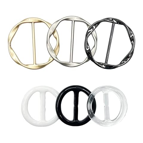 6 PCS Scarf Ring and Slides for Scarves T Shirt Tie Clips for Women Shirt Waist Cincher Clips Tightener for Loose Tshirt Clothes Scarf Buckle Cover