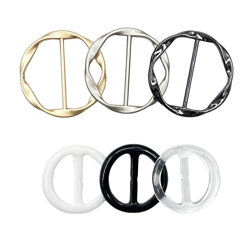 6 pcs scarf ring and slides for scarves t shirt tie clips for women shirt waist cincher clips tightener for loose tshirt clothes scarf buckle