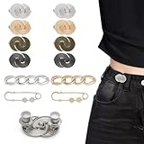 ROPAKED 12 Set Pant Waist Tightener Adjustable Buttons Pins for Loose Jeans Waist Cincher Clip Reusable Metal Brooch for Clothing Dresses Skirts No Sew and No Tools Decoration Accessories