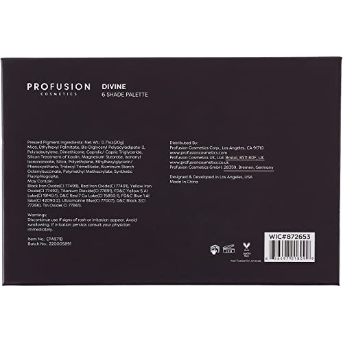 Profusion Cosmetics Multi-Finish 6-Shade Divine Palette, Creamy, Highly Pigmented, Long Lasting And Skin Friendly With Smooth Fine Texture Eyeshadow Cosmetics Set #TOP6