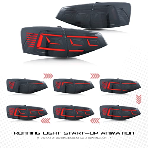 Inginuity Time Led Tail Lights For Vw Volkswagen Jetta 2015 2016 2017 2018 With Start Up Animation Sequential Indicator Rear Lamp Assembly (Smoked) #TOP3
