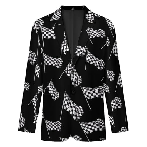Checkered Racing Flag Men's Suit Jacket 2 Button Lapel Blazers Business Coat Tuxedo for Wedding Dinner4