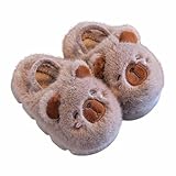Cómodas zapatillas de invierno para niños pequeños y niños. Zapatos con forro suave con encantadores diseños de dibujos animados para mayor comodidad y calidez en la casa., marrón, 23 EU