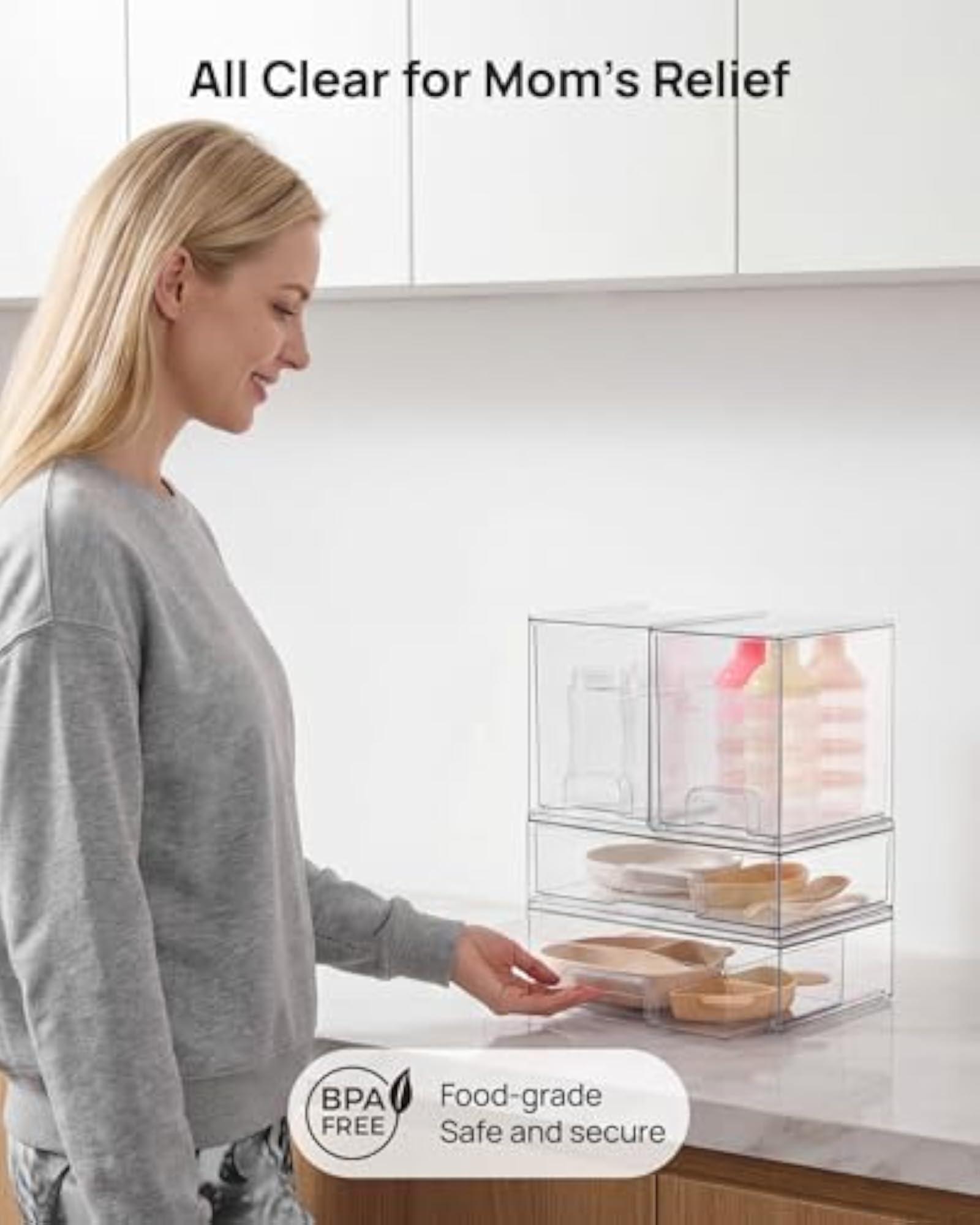 Clear Stackable Storage Drawers Set of 4