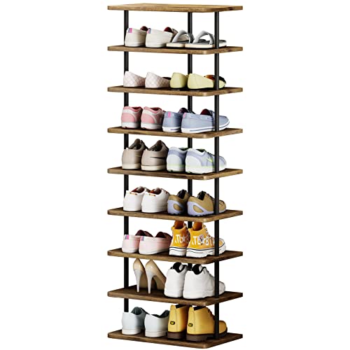 AZERPIAN Shoe Rack 9 Tier Vertical Storage Organizer Double Row