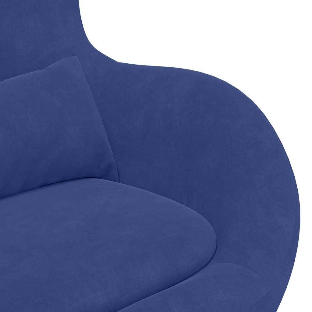 vidaXL Sillón Huevo Azul Policía Terciopelo, Silla de salón Moderna, Asientos Elegantes, Terciopelo, cómodos, Forma de Huevo, giratoria para Relajarse en casa