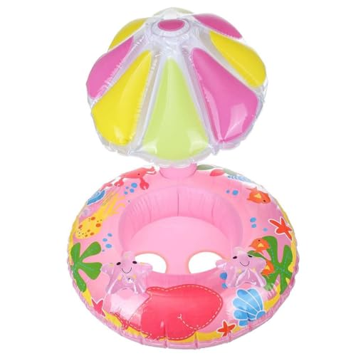 Boia Bebe com Cobertura Cogumelo Coqueiro Assento Fralda Infantil Piscina Diversão e Segurança Linha