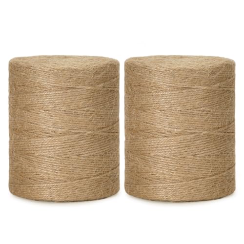 Image of KINGLAKE Natural Jute Twine String - 1969 Feet 2mm Twine String for Crafts