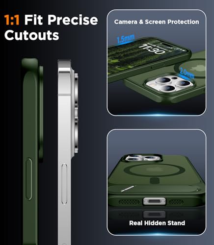 Image of Magnetic Compatible with iPhone 14 Pro Case, [Built-in Invisible Kickstand][Compatible with MagSafe] [Military Grade Shockproof] Slim Translucent Matte Phone Case for iPhone 14 Pro 6.1 inch
