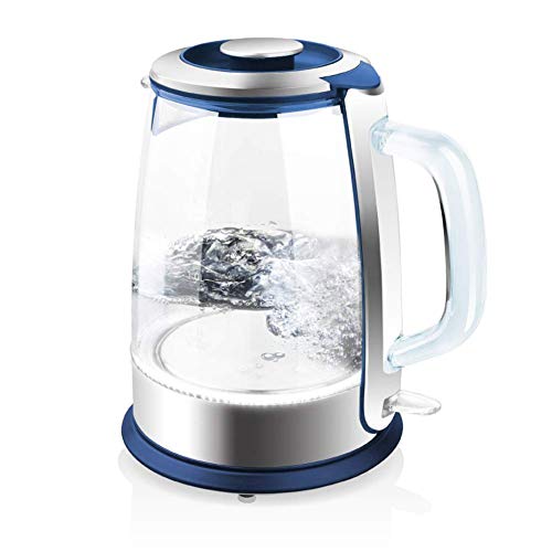 Tetera eléctrica de vidrio 1.5L con base y tapa de acero