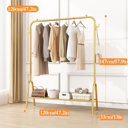 Support de vêtements élégant finition dorée de haute qualité avec base en maille métallique